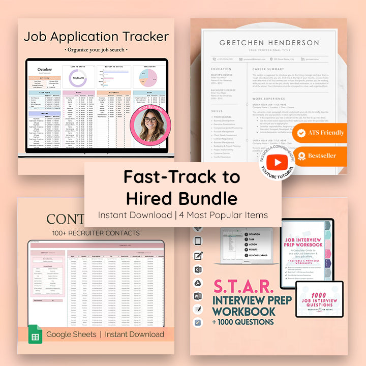 Fast-Track to Hired Bundle, Professional Resume, Cover Letter, Interview Prep (STAR Method), Application Tracker, Planner