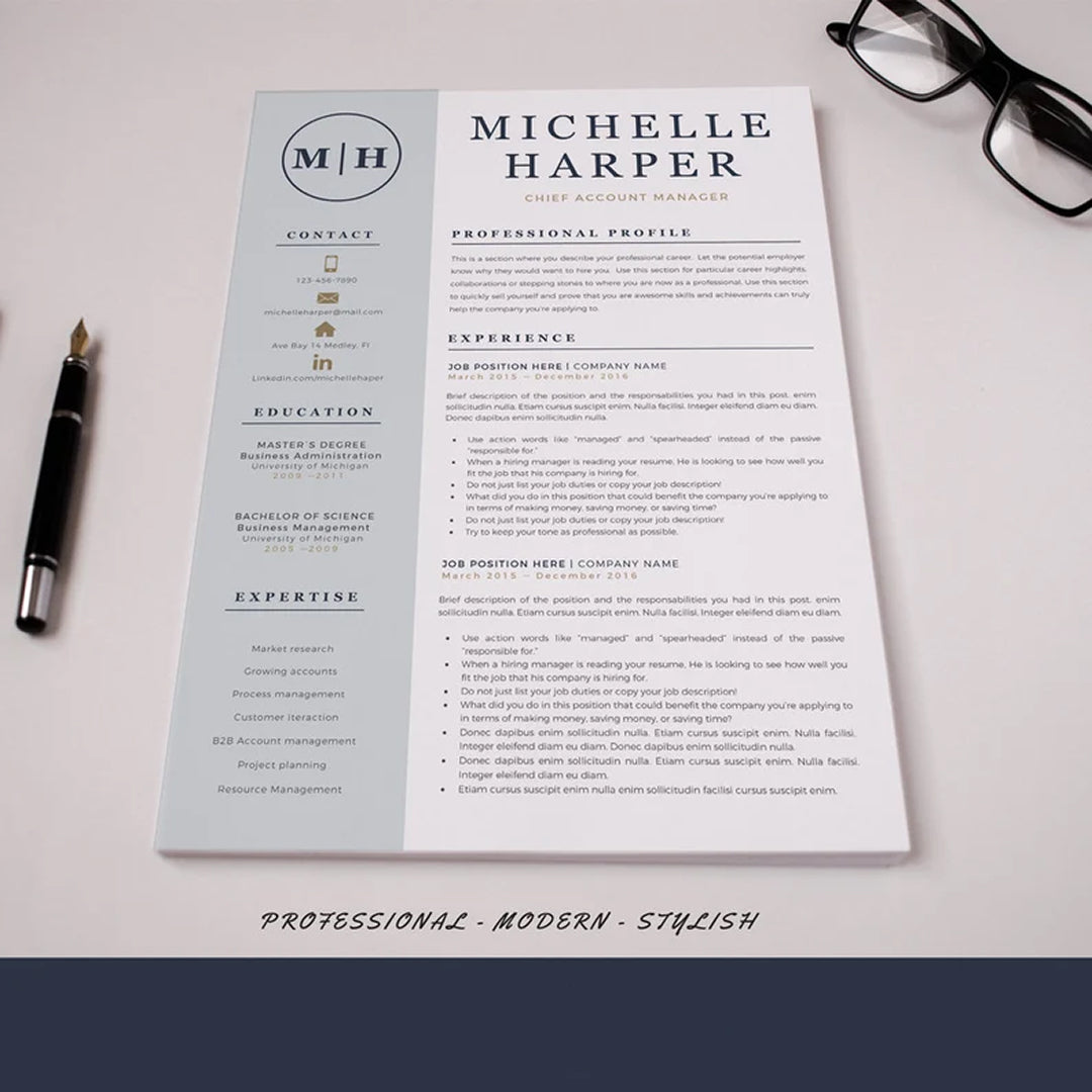 Professional Modern Resume Template and Cover Letter for Word and Pages, Resume Design, CV Template for Word, Professional CV, Instant Download Resume