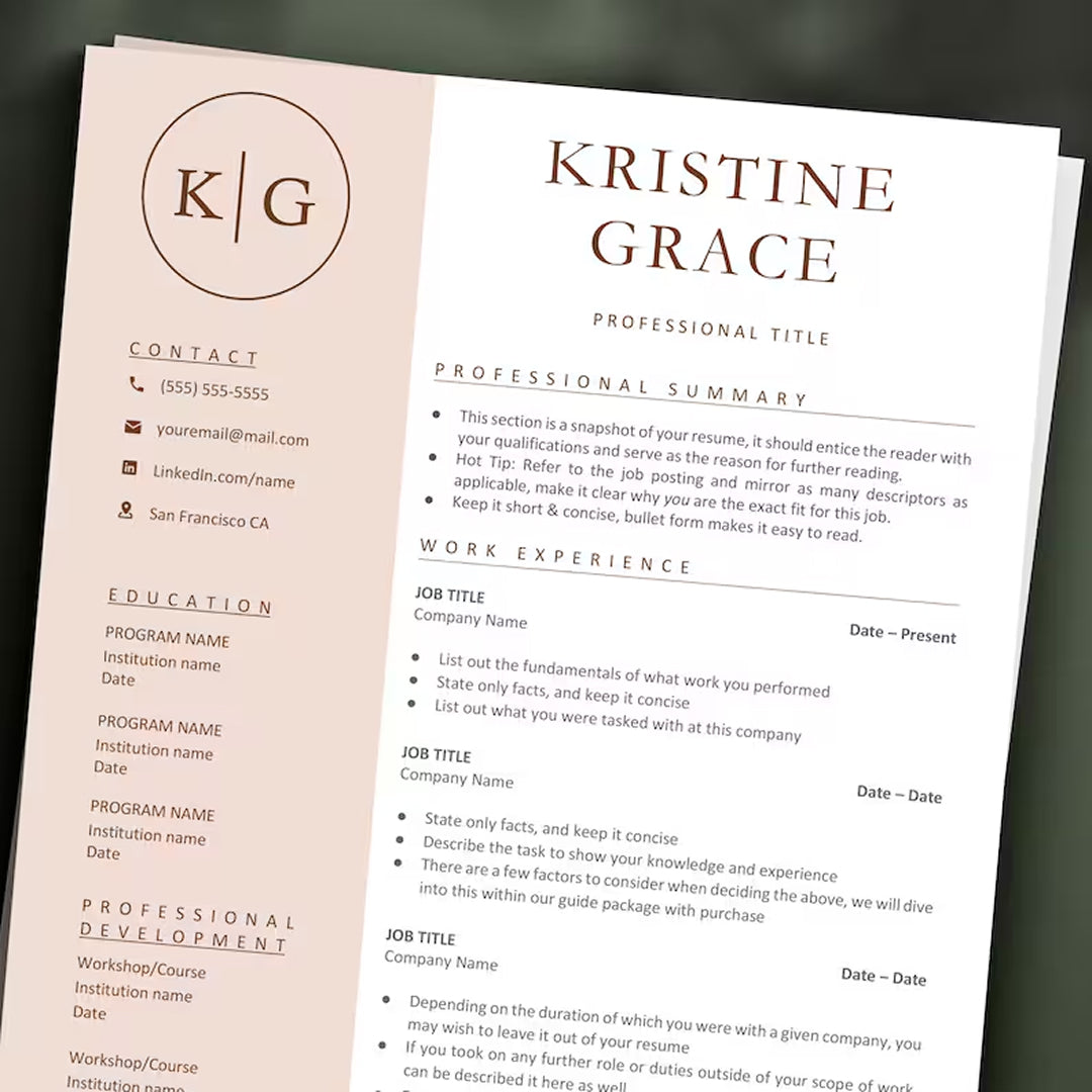 Professional Modern Resume Template and Cover Letter for Word, Google Docs, Instant Download