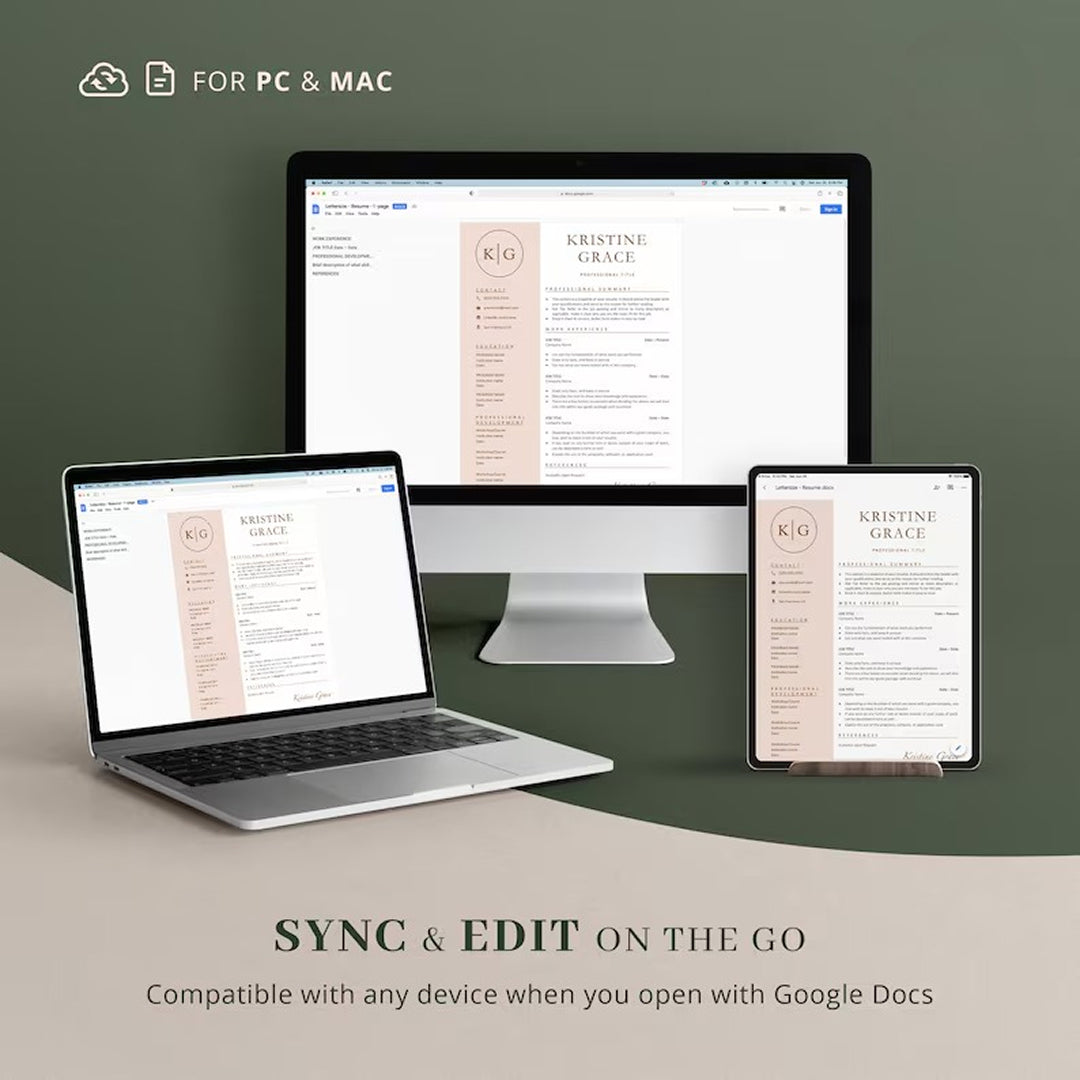 Professional Modern Resume Template and Cover Letter for Word, Google Docs, Instant Download