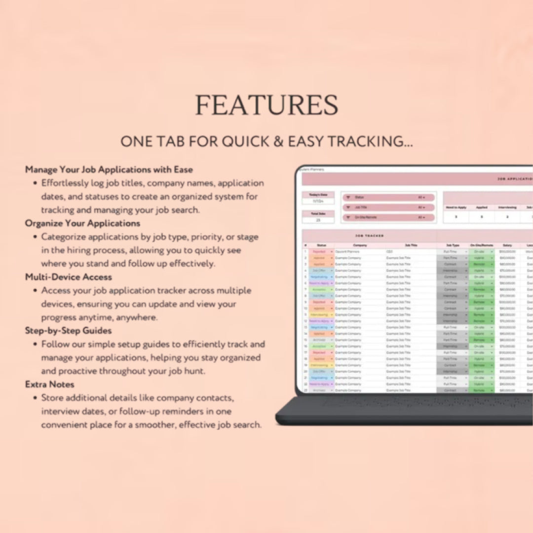 Job Application Tracker Job Search Dashboard Google Sheet Job Tracker Spreadsheet Editable Resume Application Tracker Simple Career Planner