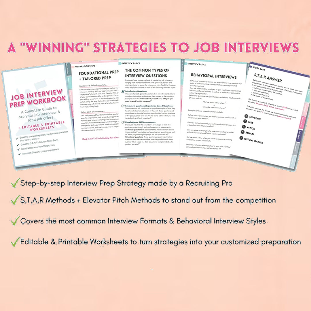 Interview Mastery, S.T.A.R. Method Workbook with 1000 Real Behavioral Interview Questions, STAR Stories, Step-by-Step Guide, Editable Worksheets, Planner