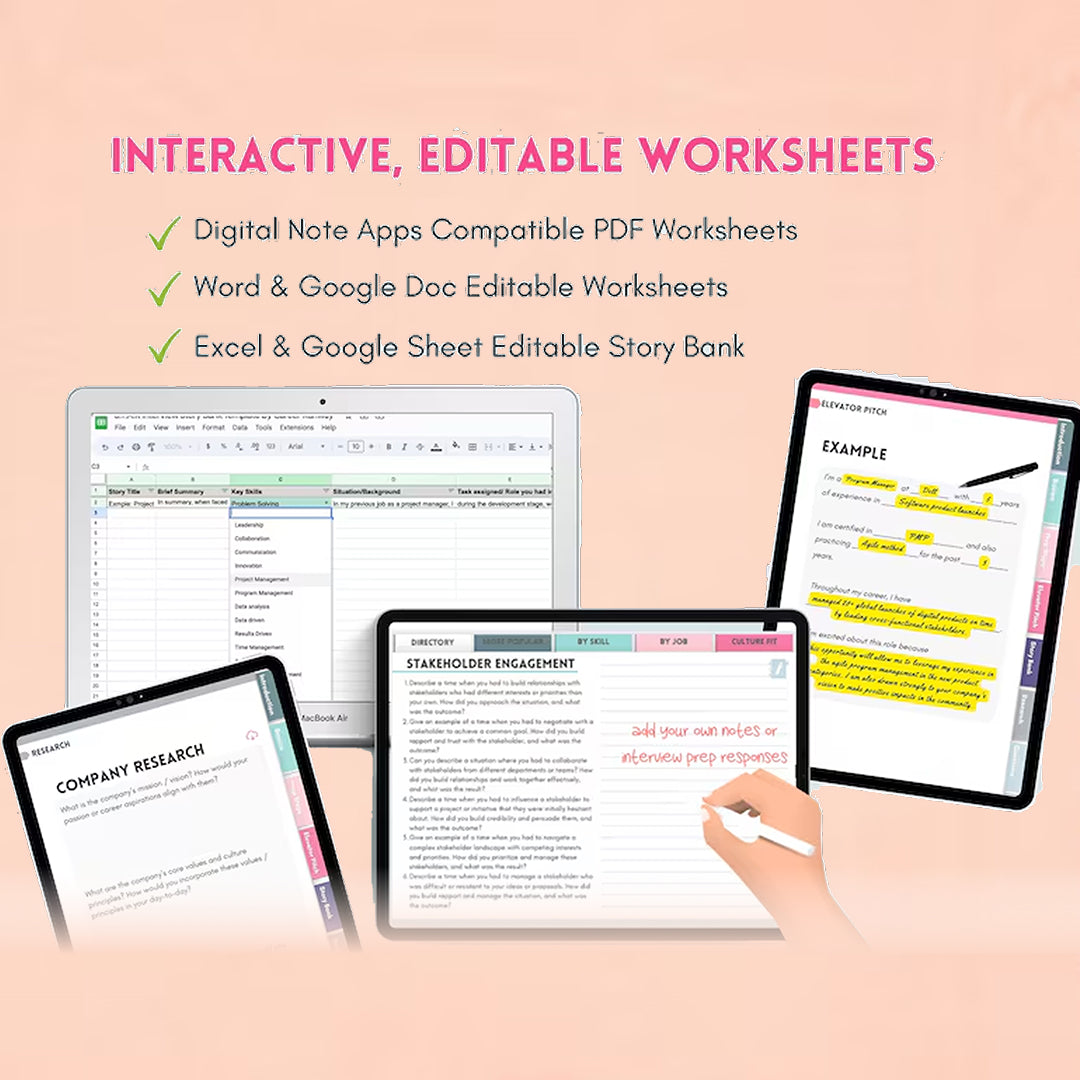 Interview Mastery, S.T.A.R. Method Workbook with 1000 Real Behavioral Interview Questions, STAR Stories, Step-by-Step Guide, Editable Worksheets, Planner