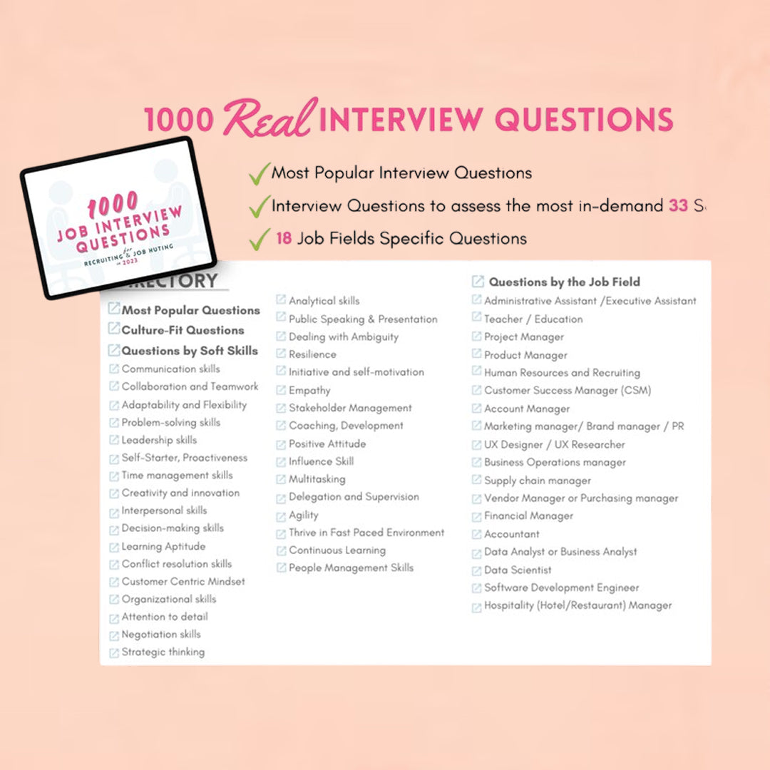 Interview Mastery Guide, STAR Method, 1000 Real Behavioral Interview Questions, Stories, Step-by-Step Worksheets and Planner